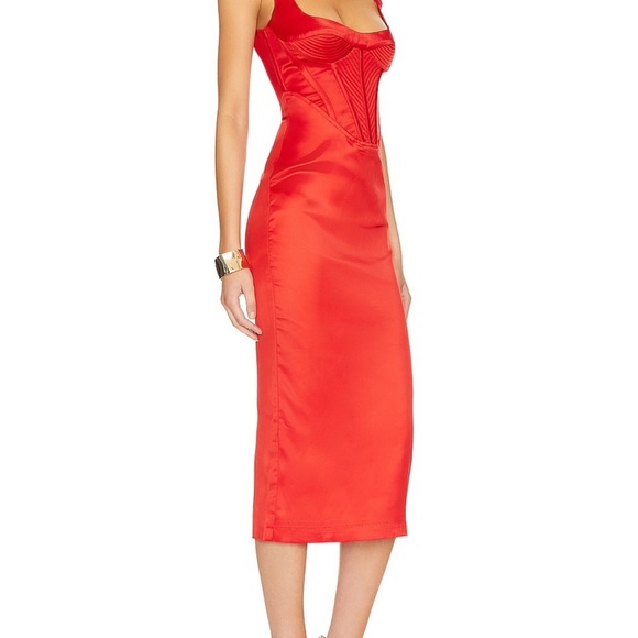 NWT! Sz 6 Bardot Elodie Dress in fire Red Midi Dress - Picture 2 of 8